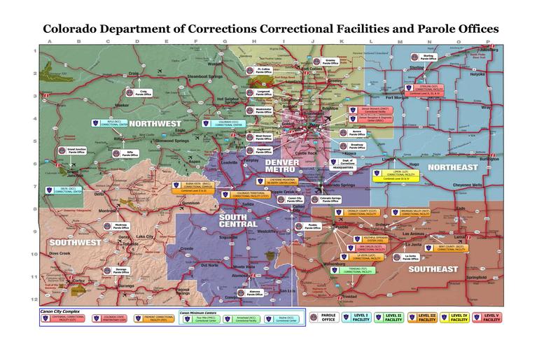 Map of CDOC Facilities & Parole Offices